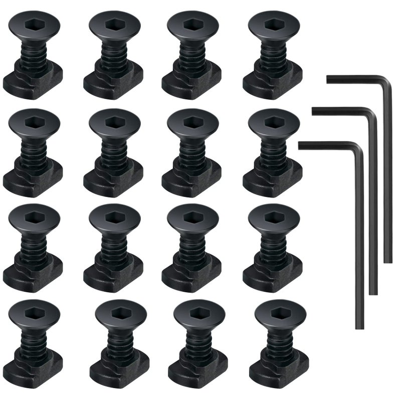 Pecawen 16 Pack M5 T-Nut Screw Replacement Sets,Compatible with Rail Mount, with Thread Locking Screws, Wrench and Nuts, Hardware for Standard Rail Systems (16 x Screws, 16 x Nuts and 3 x Wrench)â€¦ - Image 1